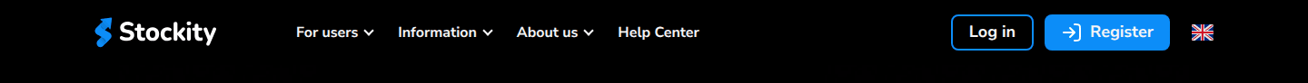 Location of the Log In and Sign Up buttons on Stockity Stockity website header showing Log In and Sign Up buttons